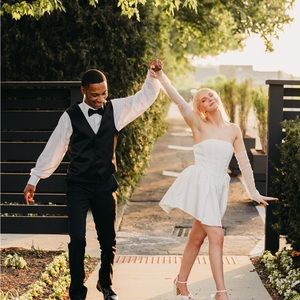 White corset top flare dress